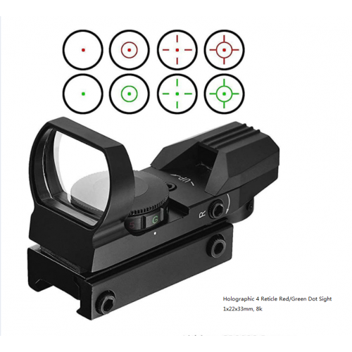 Tactical Holographic Red Green 4 Reticles Reflex Dot Sight with 20mm Rail Mount 