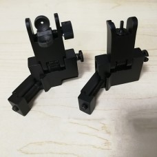 Black Universal Fit Aluminum Picatinny, Magpul, M4, M16, AR10, AR15, AK, Flip up Front and Rear Backup lron Sight